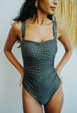 Viper -  Green Ruched One Piece Swimsuit