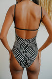 STORM - Jacquard White on Black One piece Swimsuit