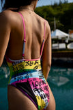 Noori  - Vintage Silhouette swimsuit hand painted