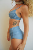 Skylark - High waist steel blue Bikini