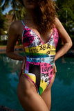 Noori  - Vintage Silhouette swimsuit hand painted